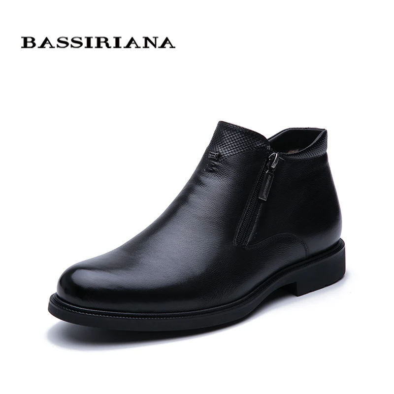 

BASSIRIANA New 2019 men's leather leather fur shoes warm shoes high quality comfortable free shipping