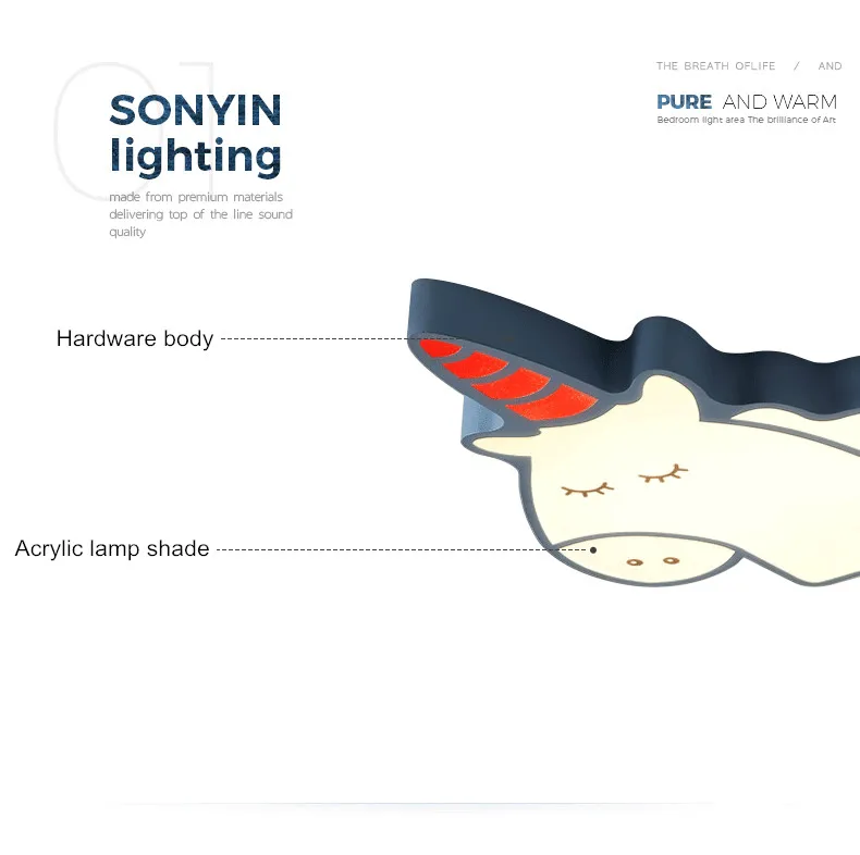 Креативная современная светодиодная потолочная люстра с единорогом для спальни, детской комнаты, дома, Dec, Потолочная люстра с поверхностным креплением