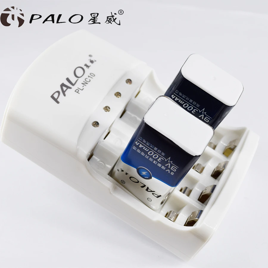 PALO 4 Slots Battery Charger for AA/AAA 9v (6F22) Ni-MH/Ni-Cd Rechargeable Batteries EU US Plug Portable Charging battery charger battery charger adapter