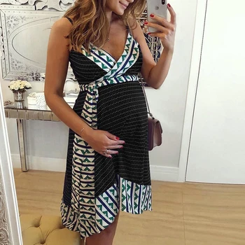 

Summer Floral Maternity Dresses Sleeveless Pregnancy Dress For Pregnant Women Daily Wearing Maternity Clothes