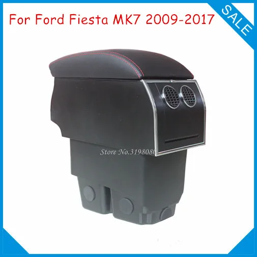 

FOR Ford New Fiesta MK7 2009-2016 No Drill 8pcs USB Armrest Car center arm rest console box with hidden cup holder Accessories