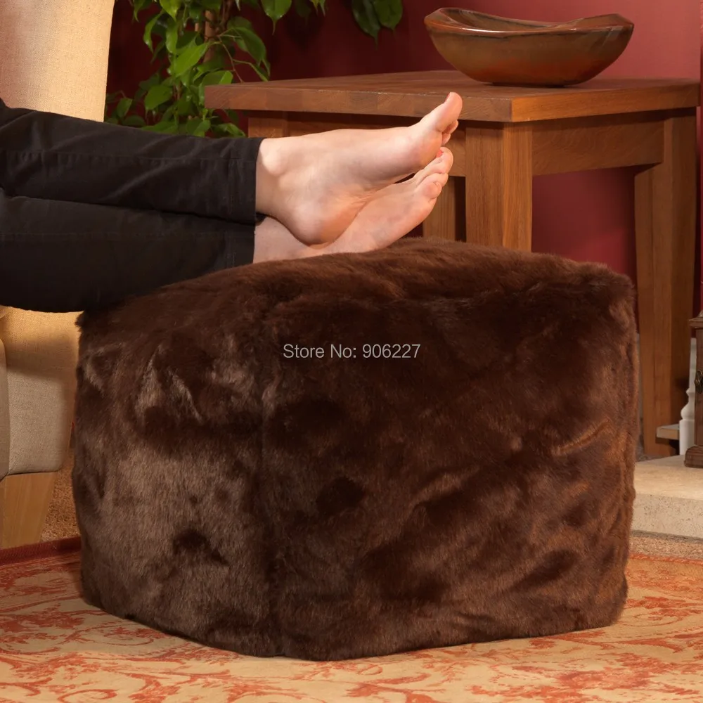 Слоновая кость мех Anywhere Bean Cube--белый элегантный табурет для ног, подушки для сна, стул для ног