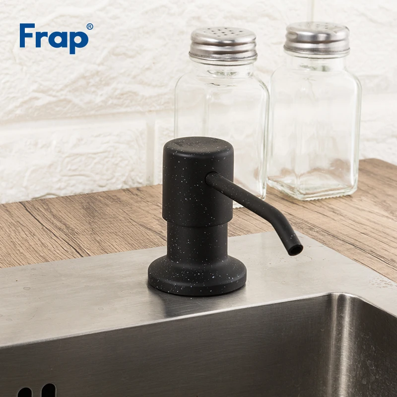 

FRAP Liquid Soap Dispenser Stainless Steel Deck Mounted 330ml Kitchen Soap Dispensers Black Built in Counter top Dispenser