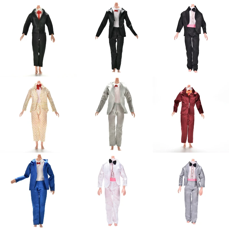 

1Set Handmade Prince Suit Bridegroom Wedding Clothes Shirts Coats Bow Tie Pants Cusp Shoes Loafers for Ken Doll