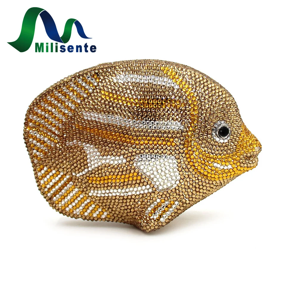 

Milisent Designer Animal Crystal Clutch Fish Diamond Bags Luxury Party Bag Evening Purse Women Clutches Gold Wedding Handbags