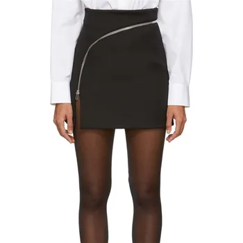 

Punk Black Mini Skirts Women's Fashion Zipper Split Mini High Waist Skirt Sexy Slim Tight Bodycon Skirt Women Falda Mujer Short