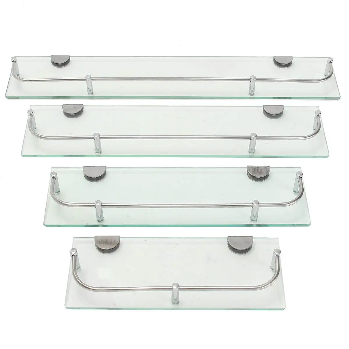 Billige Bad Glas Dusche Regal Rack Organizer Halter Rechteck Tier Bad Hardware Shampo Spiegel Front Rack Wand Halterung Regal