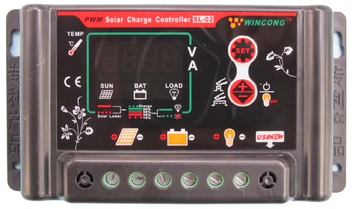 10A 12VDC 24VDC Li Ion литиевый LiFePO4 батареи Регуляторы солнечного заряда Регулируемое