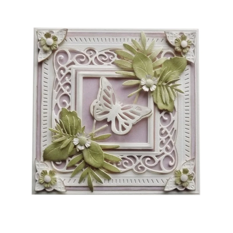 

Flower Border Frame Metal Cutting Dies Stencils for DIY Scrapbooking Photo Decorative DIY Paper Card Stencil 12*12CM