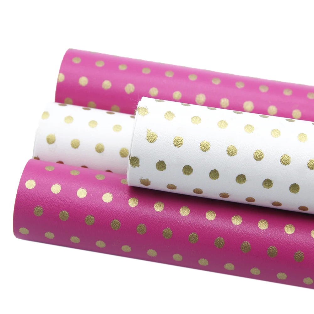 

david angie 20*34cm Solid Color Gold Dots Synthetic Leather Patchwork For Hair Bow Handbags Handmade Materials DIY,1Yc7321