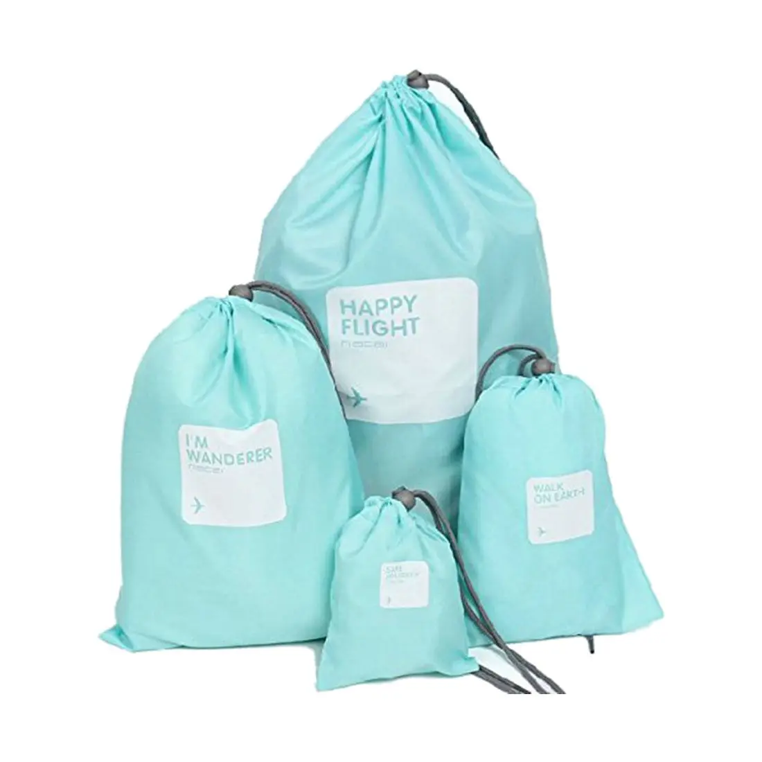 

Set 4pcs Foldable Reusable Drawstring Shopping Bags Eco Storage Handbag 5 color