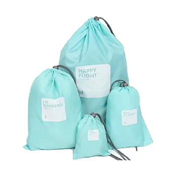

Set 4pcs Foldable Reusable Drawstring Shopping Bags Eco Storage Handbag 5 color