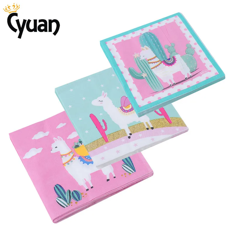 

Animal Alpaca Flower Napkins Llama Party Kids Birthday Gender Reveal Party Supplies Llama Decor Baby Shower Girl Boy