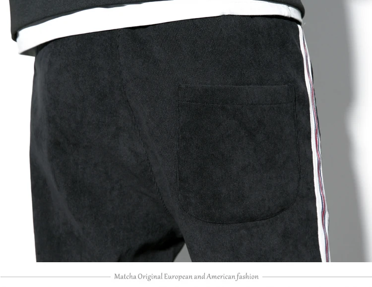 2017, Новая мода тенденция молодежи Стиль небольшой свежий Новинка зимы японский палку ткань вельвет drawstring повседневные штаны мужские XL