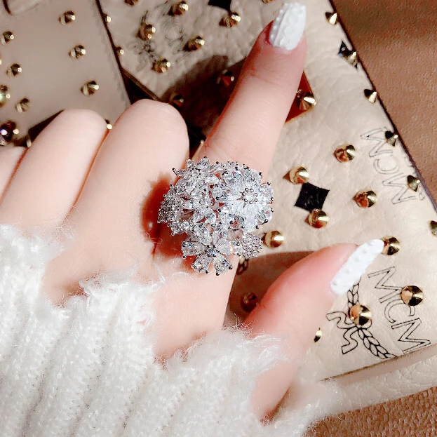 New Luxury AAA Cubic Zirconia Elegant Bowknot Wedding Rings Women Bridal Engagement Free Shipping Wholesale