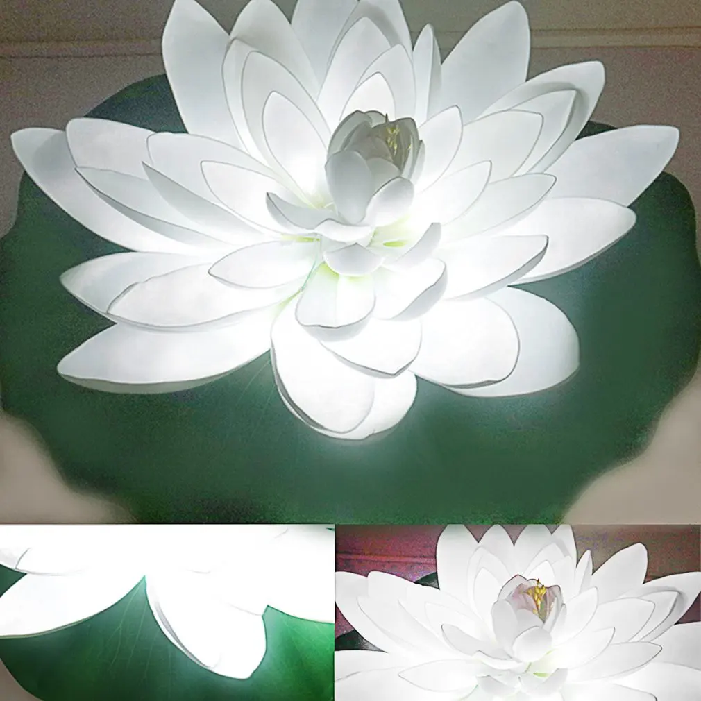 Goedkoop 0.06 w Solar LED Lotus Flower Lamp Water Slip Licht Outdoor Drijvende Lantaarn Vijver Nachtlampje voor Tuin Zwembad Yard