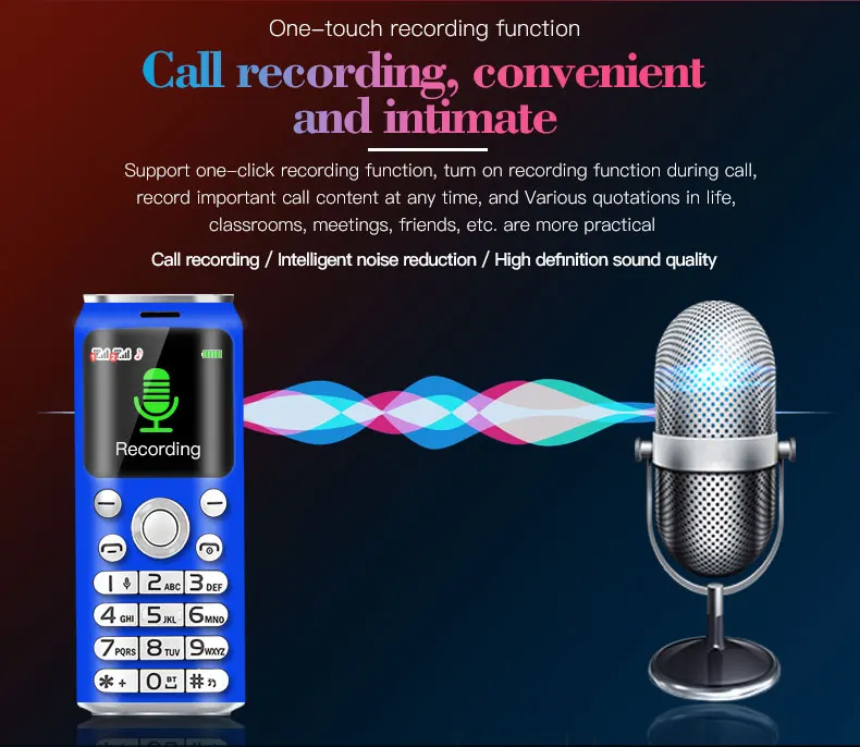Супер мини милый Bluetooth маленький телефон с двумя sim-картами размер пальца Bluetooth Dialer MP3 запись звонков волшебный голос мобильный телефон