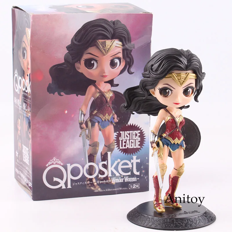 Q Posket кукла принцессы Аврора Алиса Анна Эльза чудо-женщина Харли Куинн кукла ПВХ QPosket персонажи Фигурки девушки игрушки подарки - Цвет: Wonder Woman Boxed