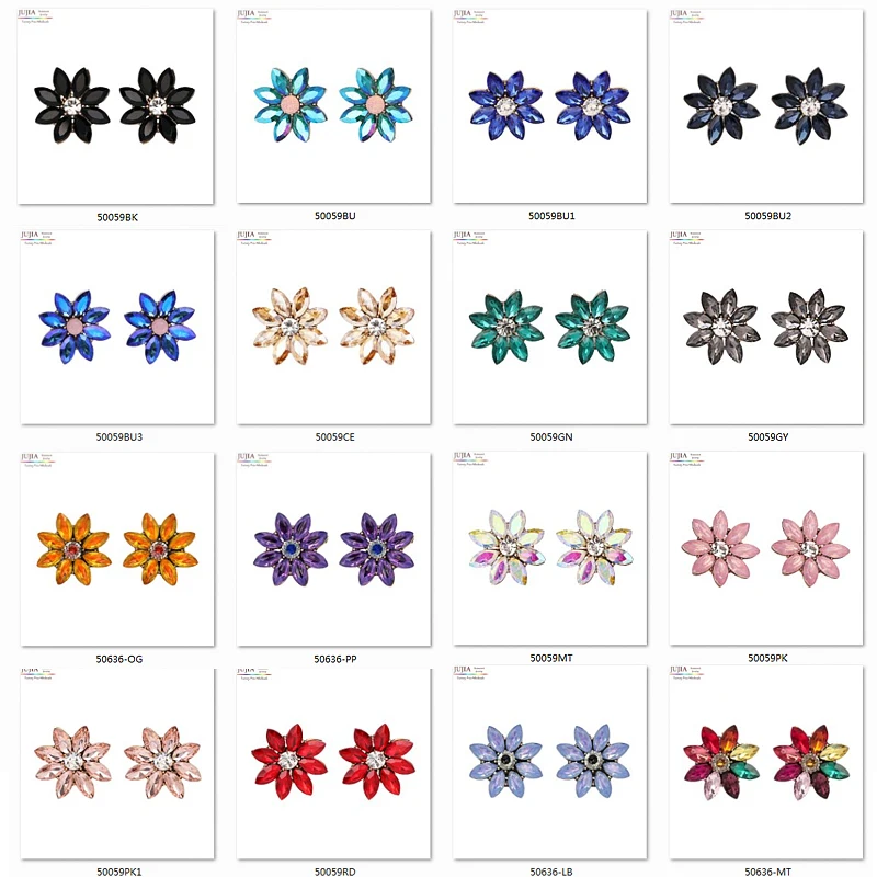 JUJIA фабричная 14 цветов Сережка с цветком из кристаллов Модные женские массивные серьги-гвоздики для женщин
