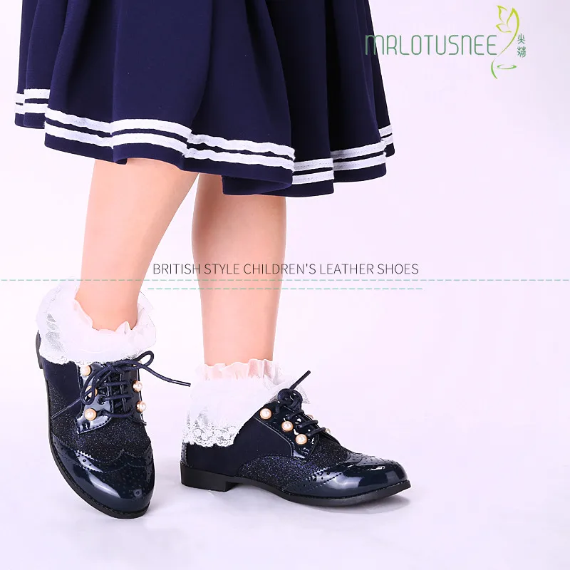 Английская стильная кожаная школьная обувь принцессы для девочек плоская Школьная обувь для детей вечерние модельные туфли для больших детей 802-5