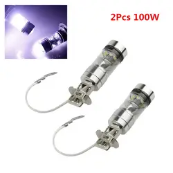 2 шт 12 V 100 W H3 светодиодный лампы 20 SMD автомобилей противотуманные чипсы 12 V-24 V 360 градусов Белый лампы автомобилей