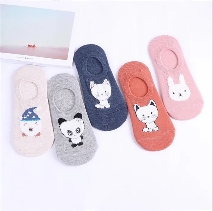 

SP and city cute animals cotton socks for women Kawaii cat with dog summer shorts Socks for girls Slippers for women For women C