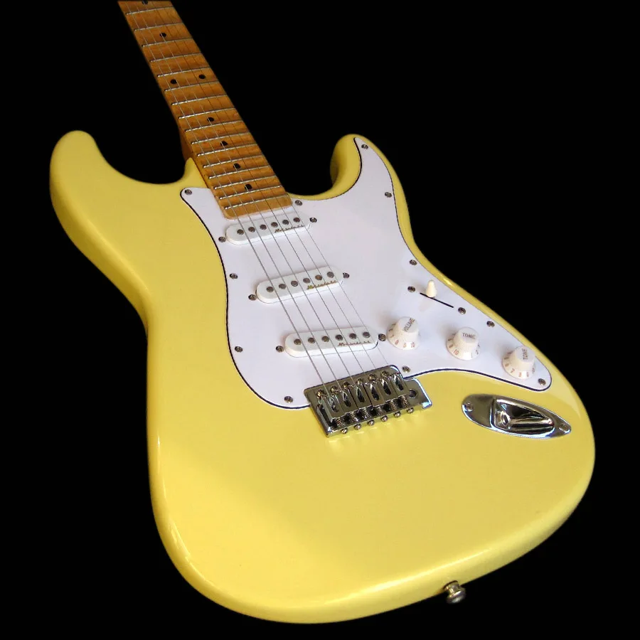 

Electric Guitar Yngwie Malmsteen Vintage Cream Scalloped Fretboard Noiseless SSS Pickups Free Shipping