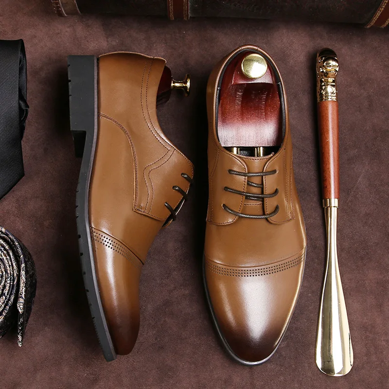 

Dress shoes men spring and summer new fashion men's leather black business shoes men's casual and comfortable business shoes