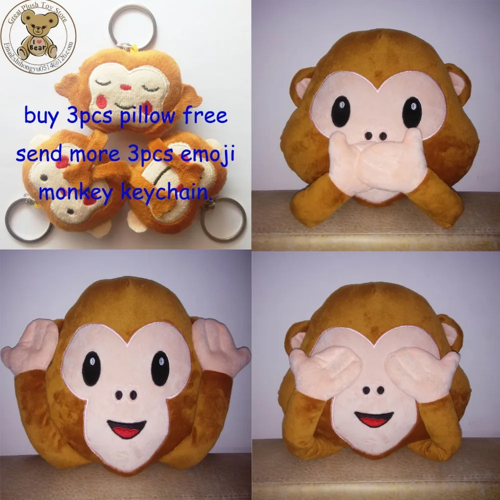 

New Emoji Pillow For Whats app, No Saying No Looking and No Listening Emoji Monkey Pillow & Cushion, Stuffed & Plush Monkey Toy