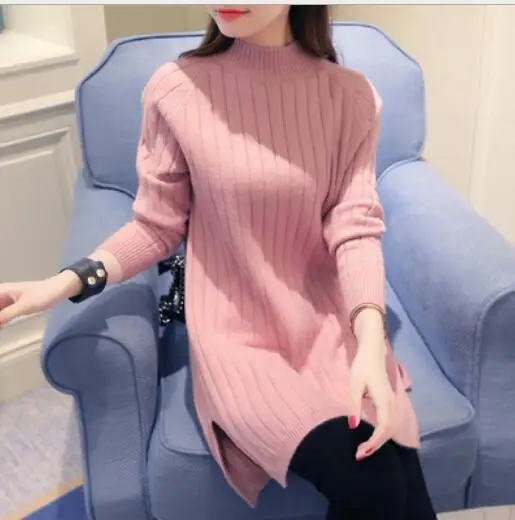 

Loose knit clothing Fashion maternity urtleneck Knitted Pullover Loose Sweater Jumper Knitwear Pregnant women long sweaters