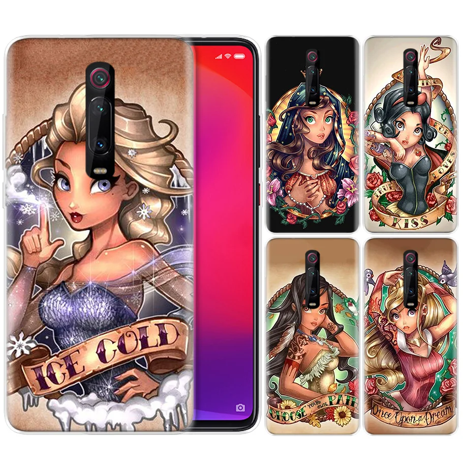 

Silicone Case for Xiaomi Redmi K20 Pro K20Pro Note 5 6 7 7A 6A Mi A2 A1 8 Lite 9 S2 Pocophone F1 Tattoo Alice Ariel Jasmine