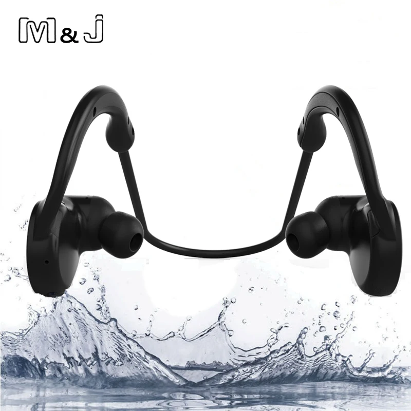 M J M11 IPX7 Waterproof Wireless Bluetooth Headset Stereo Sport Swim Earphone With Microphone for iPhone Samsung Xiaomi Bathe
