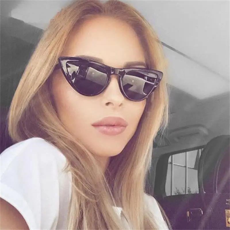 

small cat eye sunglasses for women triangle Brand Designer sunglasses ladies 2018 vintage Retro clear Eyewear female UV400