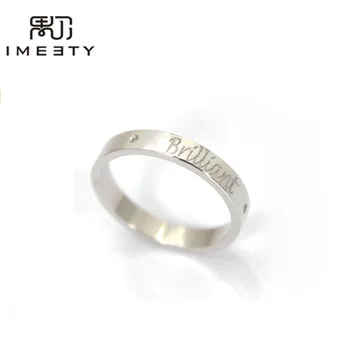 

IMEETY personalized rings jewelry engraved nameplate ring sterling silver engravable name ring customized anniversary gift