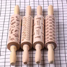 Рождественский Рисунок Скалка бук резная Снежинка для выпечки Кухонные инструменты ручной работы тесто ролик кухонные аксессуары