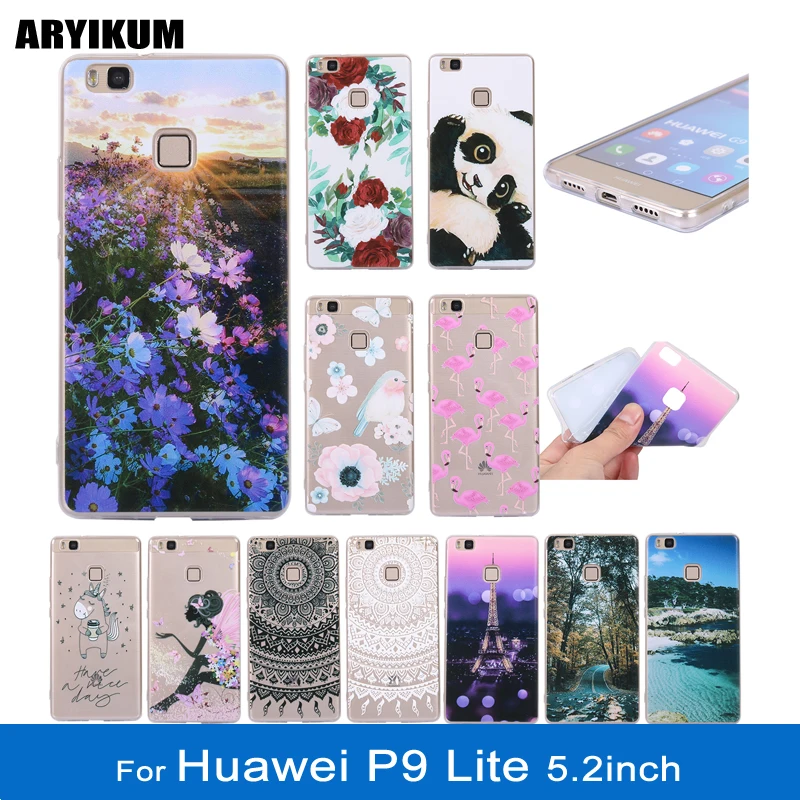 

Mobile Cases For Huawei P9 Lite vns l31 l21 Case P 9 Lite Soft Silicone TPU Animal Cat Transparent Cover For Huawei P9Lite Coque