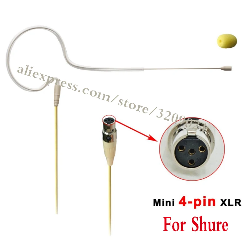 Skin 4 Pin Mini XLR Одиночная Ушная подвесная гарнитура с микрофоном для Shure беспроводной