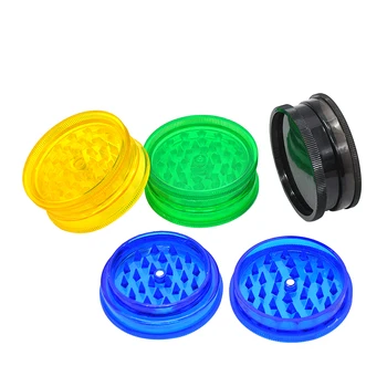 

12pcs/lot Plastic Herb Grinder With Screen 2 Layers 63 MM With Diamond Teeth Tobacco Grinder Spice Crusher Hand Crusher