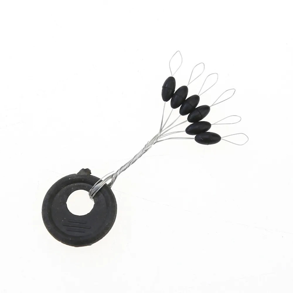 

50Pcs/pack 6 in 1 Size L Black Rubber Oval Stopper Fishing Bobber Float, Free Shipping