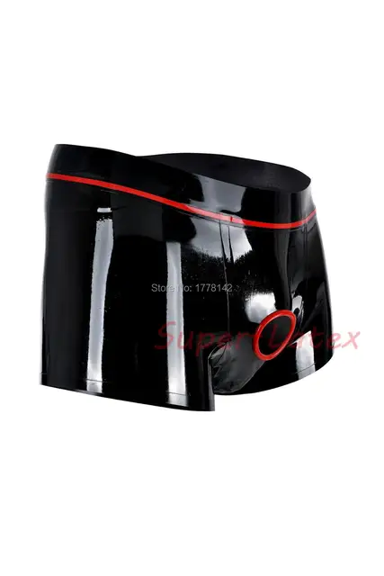 Latex Boxer Men Underwear With Trims Crotch Holes Customized In Boxers