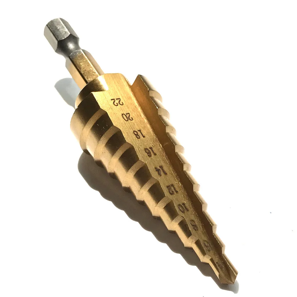 1pc 1/4" HEX shank 4 22mm HSS straight step Drill Bit Set core drill