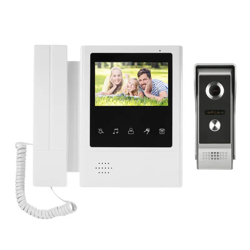 

4.3Inch Contact Screen Wired Video Door Phone System Visual Intercom Doorbell 800X480 Monitor 700Tvl Outdoor Infrared Camera(E