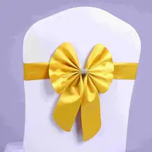 10 цветов стрейч Bowknots стул пояса для свадебные стулья Задние украшения эластичные кольца для накидка на стулья для гостиниц декоративные ленты