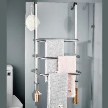 

SUS304 Stainless Steel 3 Tiers Towel Rack Bathroom Accessories In Brushed Nickel Towel Bar Wall Shelf with Hook Towel Holder