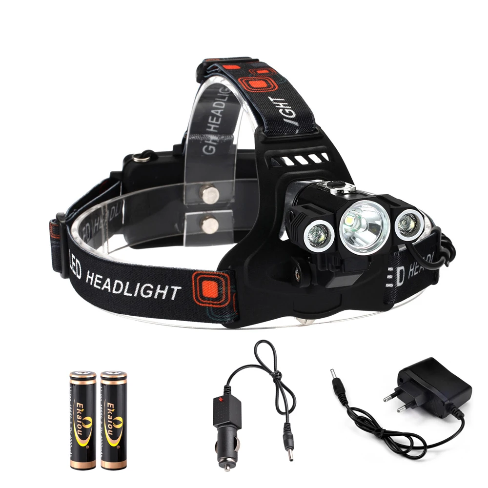 

30W High power led outdoor portable lighting led headlamp headlight 3x XM-L T6+2R5 10000 Lumens Torch Camping Hiking Light
