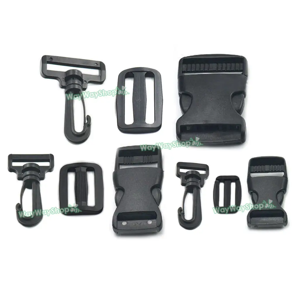 5 Sets 19 25 38mm Swivel Hook Side Release Buckle Adjustor Triglides