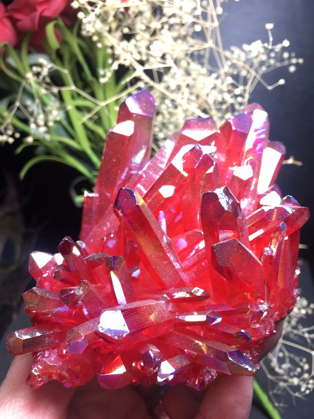 

PRETTY Aura Quartz Crystal Bismuth Titanium Silicon Clusters SPECIMEN