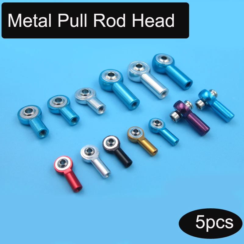 

5PCS M2 M3 M4 Metal Pullrod End Push Rod Head Colorful Rod Adjuster Aperture 2mm/3mm Ball Joint Spare Parts for RC Cars Model