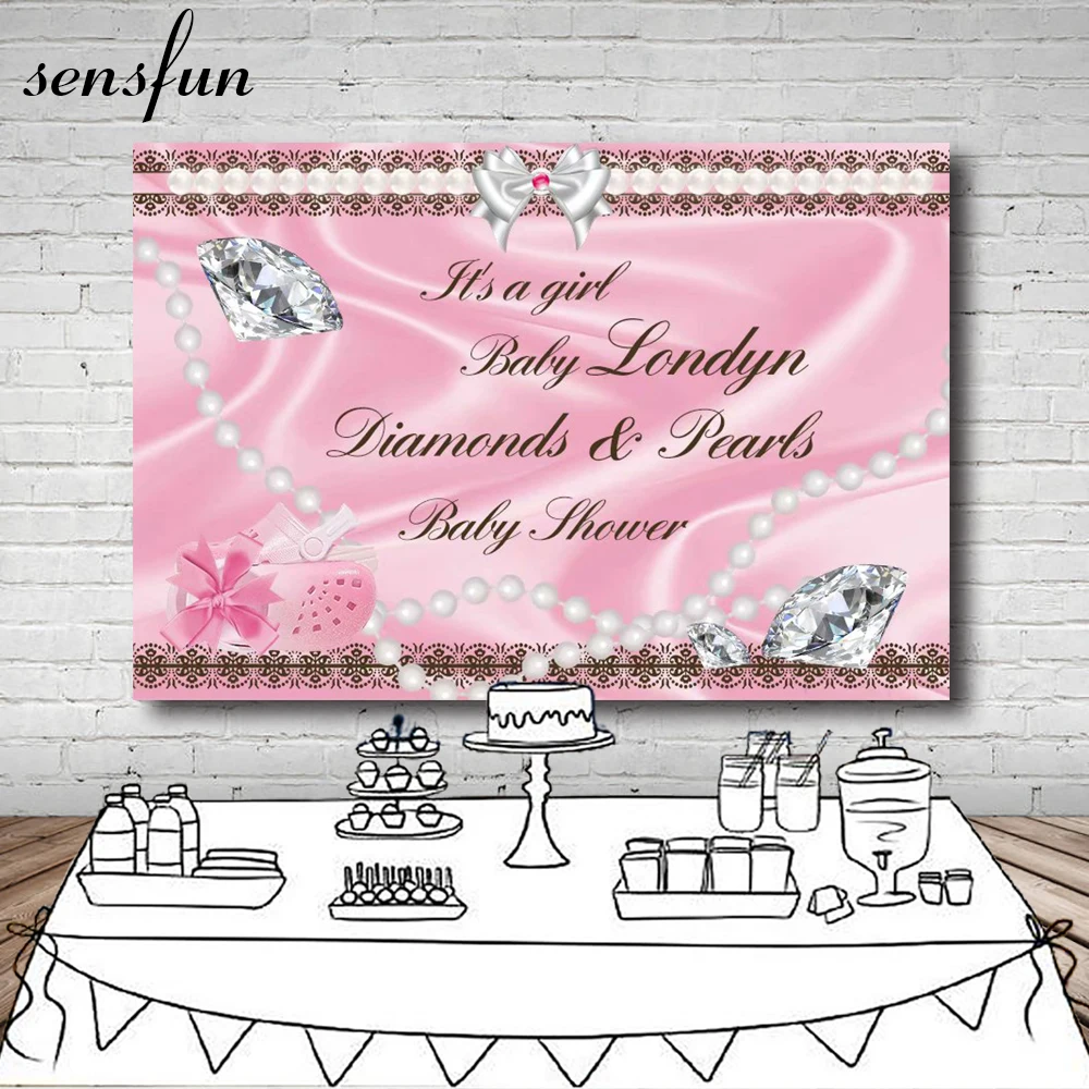 

Sensfun Baby Shower Photography Background Pearls Diamond Girls Birthday Party Backdrop For Photo Studio Customized 7x5ft