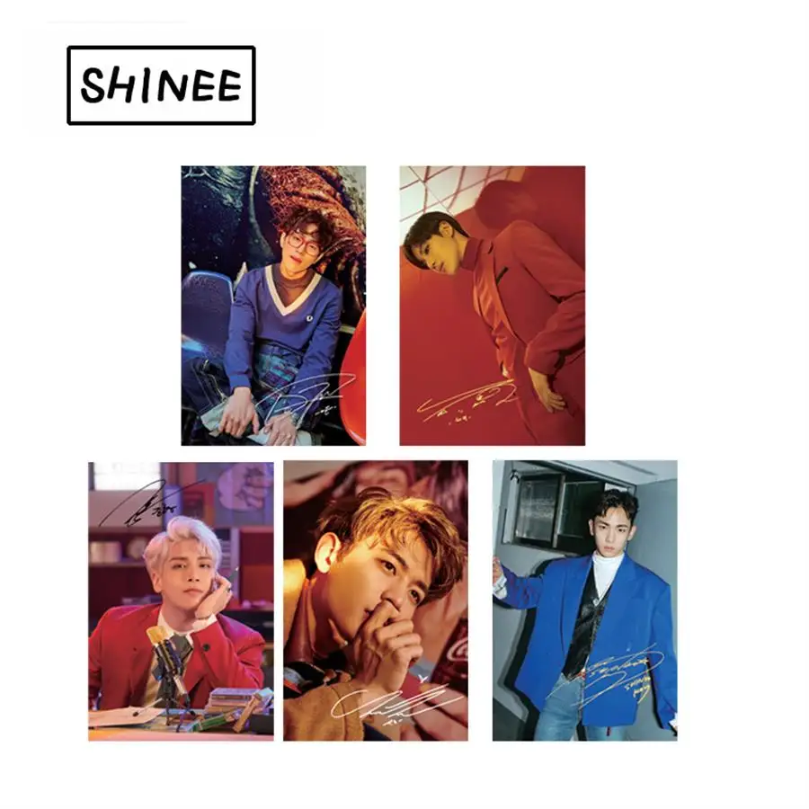 

Kpop SHINee Transparent Photo Card Taemin Onew Self Made PVC Frosted Lomo Cards Photocard 5pcs/set